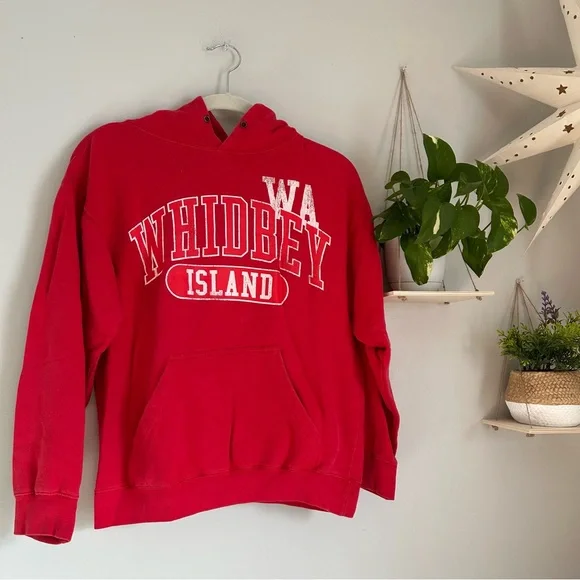🩷WASHINGTON STATE WHIDBEY ISLAND RED HOODIE SWEATSHIRT SIZE SMALL TRAVEL TREND - Picture 4 of 5